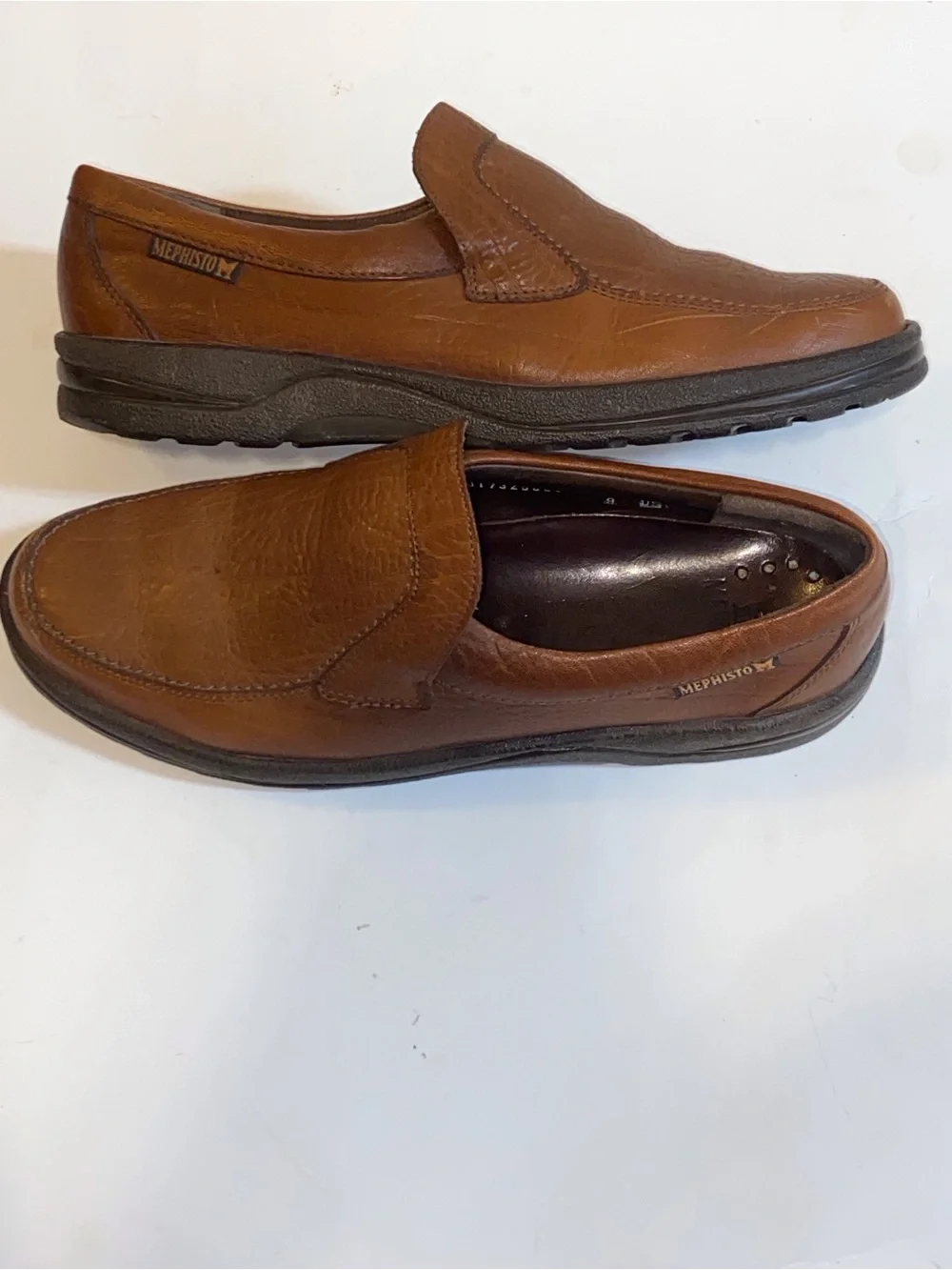 Mephisto Brown Leather Slip-On Loafers with Cushioned Sole Size EUR 8.5  9US